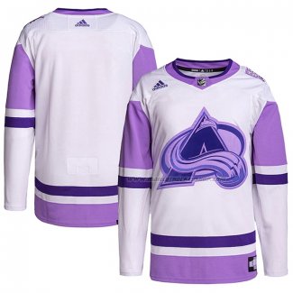 Maillot Hockey Colorado Avalanche Blank Practice Authentique 2018 Fights Cancer Blanc Volet