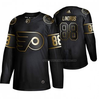 Maillot Hockey Golden Edition Philadelphia Flyers Eric Lindros Retired Joueur Authentique Noir
