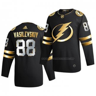 Maillot Hockey Golden Edition Tampa Bay Lightning Andrei Vasilevskiy Limited Authentique 2020-21 Noir