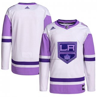 Maillot Hockey Los Angeles Kings Blank Practice Authentique 2018 Fights Cancer Blanc Volet