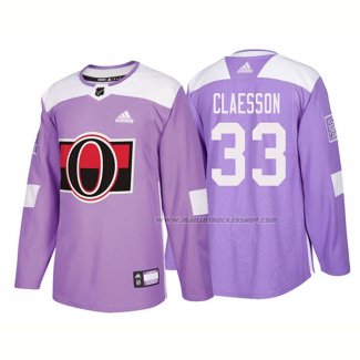 Maillot Hockey Ottawa Senators Fredrik Claesson Authentique 2018 Fights Cancer Volet