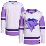 Maillot Hockey Pittsburgh Penguins Blank Practice Authentique 2018 Fights Cancer Blanc Volet