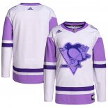 Maillot Hockey Pittsburgh Penguins Blank Practice Authentique 2018 Fights Cancer Blanc Volet