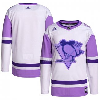 Maillot Hockey Pittsburgh Penguins Blank Practice Authentique 2018 Fights Cancer Blanc Volet