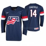Maillot Hockey USA Judd Caulfield 2019 Iihf World U18 Championship Bleu