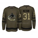 Maillot Hockey Vancouver Canucks Anders Nilsson 2018 Salute To Service Vert Militar