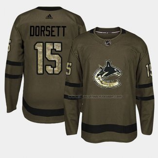 Maillot Hockey Vancouver Canucks Derek Dorsett 2018 Salute To Service Vert Militar