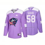 Maillot Hockey Columbus Blue Jackets David Savard Authentique 2018 Fights Cancer Volet