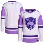 Maillot Hockey Florida Panthers Blank Practice Authentique 2018 Fights Cancer Blanc Volet