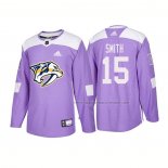 Maillot Hockey Nashville Predators Craig Smith Authentique 2018 Fights Cancer Volet