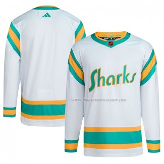Maillot Hockey San Jose Sharks Reverse Retro Authentique Blank Blanc