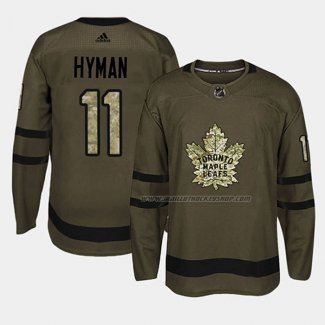 Maillot Hockey Toronto Maple Leafs Zach Hyman 2018 Salute To Service Vert Militar