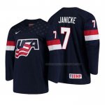 Maillot Hockey USA Trevor Janicke 2018 Iihf World Championship Joueur Bleu