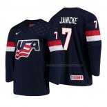 Maillot Hockey USA Trevor Janicke 2018 Iihf World Championship Joueur Bleu