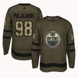 Maillot Hockey Edmonton Oilers Jesse Puljujarvi 2018 Salute To Service Vert Militar