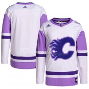 Maillot Hockey Calgary Flames Blank Practice Authentique 2018 Fights Cancer Blanc Volet