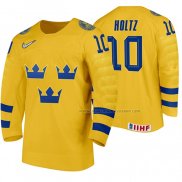 Maillot Hockey Suecia Alexander Holtz Domicile 2020 Iihf World Junior Championship Jaune