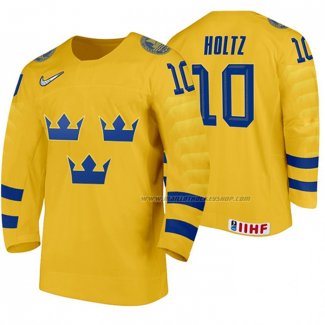 Maillot Hockey Suecia Alexander Holtz Domicile 2020 Iihf World Junior Championship Jaune
