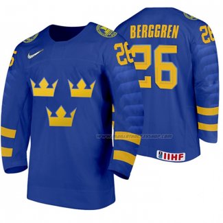 Maillot Hockey Suecia Jonatan Berggren Exterieur 2020 Iihf World Junior Championship Bleu