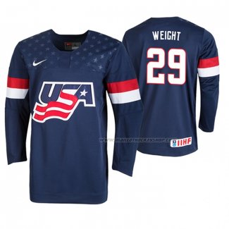 Maillot Hockey USA Danny Weight 2019 Iihf World U18 Championship Bleu