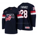 Maillot Hockey USA Joel Farabee 2018 Iihf World Championship Joueur Bleu