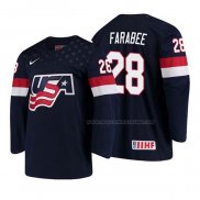 Maillot Hockey USA Joel Farabee 2018 Iihf World Championship Joueur Bleu
