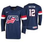 Maillot Hockey USA Ryder Rolston 2019 Iihf World U18 Championship Bleu