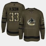 Maillot Hockey Vancouver Canucks Henrik Sedin 2018 Salute To Service Vert Militar