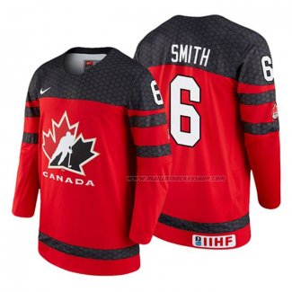 Maillot Hockey Canada Ty Smith 2018 Iihf World Championship Joueur Rouge
