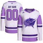 Maillot Hockey Columbus Blue Jackets Personnalise Fights Cancer Authentique Blanc Volet