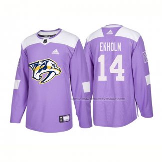 Maillot Hockey Nashville Predators Mattias Ekholm Authentique 2018 Fights Cancer Volet
