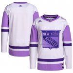 Maillot Hockey New York Rangers Blank Practice Authentique 2018 Fights Cancer Blanc Volet