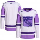 Maillot Hockey New York Rangers Blank Practice Authentique 2018 Fights Cancer Blanc Volet