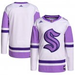 Maillot Hockey Seattle Kraken Blank Practice Authentique 2018 Fights Cancer Blanc Volet