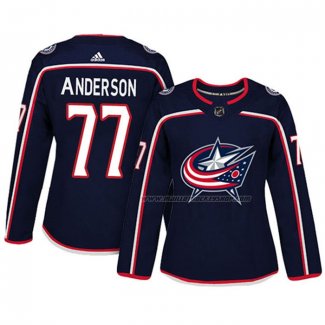 Maillot Hockey Femme Columbus Blue Jackets Josh Anderson Authentique Joueur Bleu