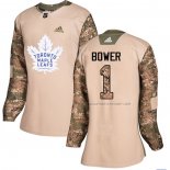 Maillot Hockey Femme Toronto Maple Leafs Johnny Bower Authentique 2017 Veterans Day Camouflage