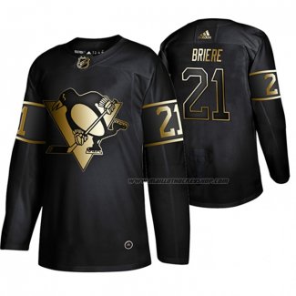 Maillot Hockey Golden Edition Pittsburgh Penguins Michel Briere Retired Joueur Authentique Noir