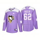 Maillot Hockey Pittsburgh Penguins Carl Hagelin Authentique 2018 Fights Cancer Volet
