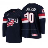 Maillot Hockey USA Ty Emberson 2018 Iihf World Championship Joueur Bleu