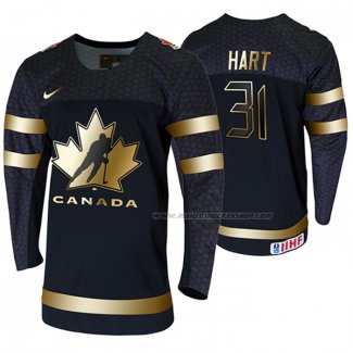 Maillot Hockey Canada Carter Hart 2020 Iihf World Junior Championship Golden Edition Limited Noir