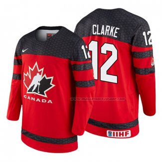 Maillot Hockey Canada Graeme Clarke 2018 Iihf World Championship Joueur Rouge
