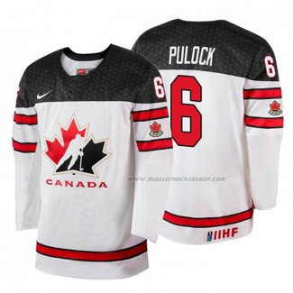 Maillot Hockey Canada Ryan Pulock 2018 Iihf World Championship Joueur Blanc