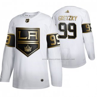 Maillot Hockey Golden Edition Los Angeles Kings Wayne Gretzky Retired Joueur Blanc