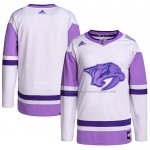 Maillot Hockey Nashville Predators Blank Practice Authentique 2018 Fights Cancer Blanc Volet