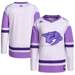 Maillot Hockey Nashville Predators Blank Practice Authentique 2018 Fights Cancer Blanc Volet