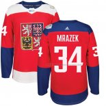 Maillot Hockey Republica Checa Petr Mrazek Premier 2016 World Cup Rouge