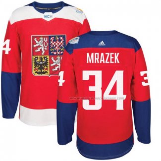 Maillot Hockey Republica Checa Petr Mrazek Premier 2016 World Cup Rouge