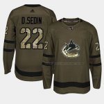 Maillot Hockey Vancouver Canucks Daniel Sedin 2018 Salute To Service Vert Militar