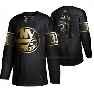 Maillot Hockey Golden Edition New York Islanders Billy Smith Retired Joueur Authentique Noir
