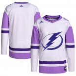 Maillot Hockey Tampa Bay Lightning Blank Practice Authentique 2018 Fights Cancer Blanc Volet